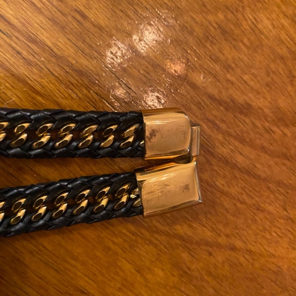 COPY - Gold Plated Stainless Steel Chain & Wrapped Leather Bracelet 9" - Picture 2 of 6